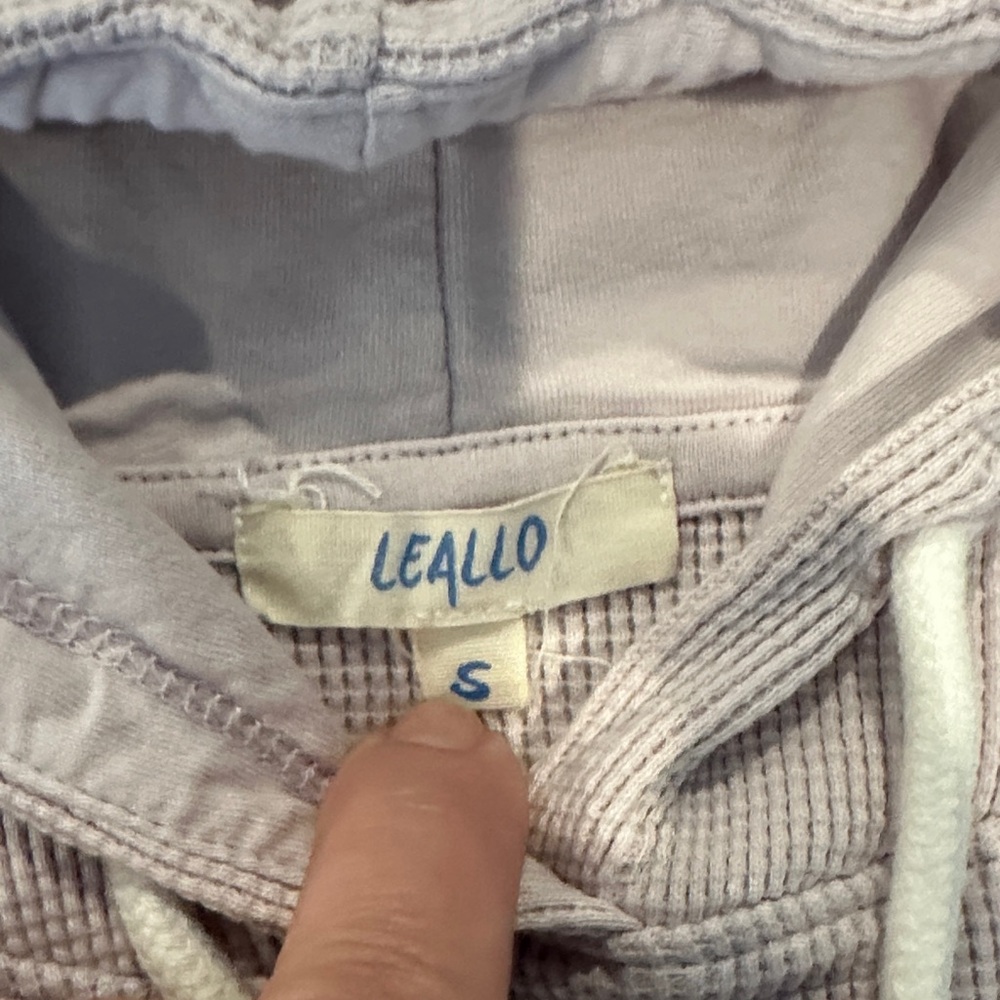 Lavender Hooded Waffle Knit Sweatshirt by Leallo - Picture 3 of 5